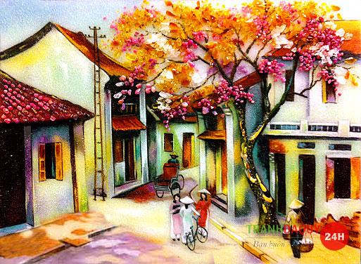 Tranh đá quý phố cổ hà nội TDQ-022