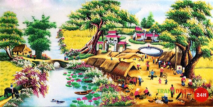 Tranh đá quý LÀNG QUÊ TDQ-191