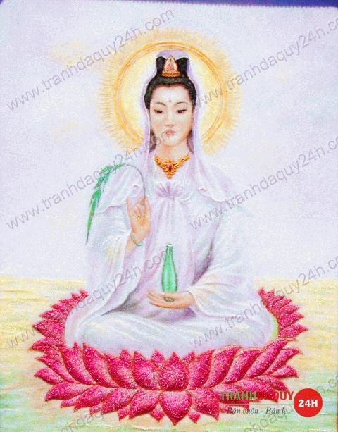 Tranh đá quý quan âm bồ tát TDQ-173