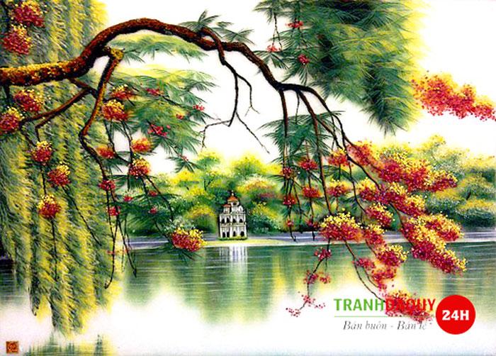 Tranh đá quý phong cảnh hồ gươm TDQ-277