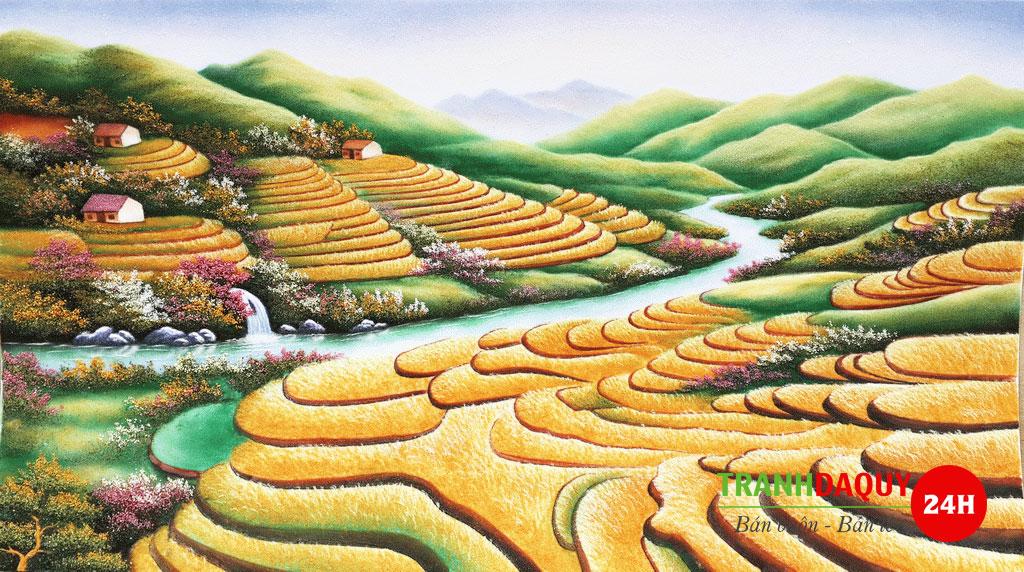 Tranh đá quý ruộng bậc thang TDQ-077