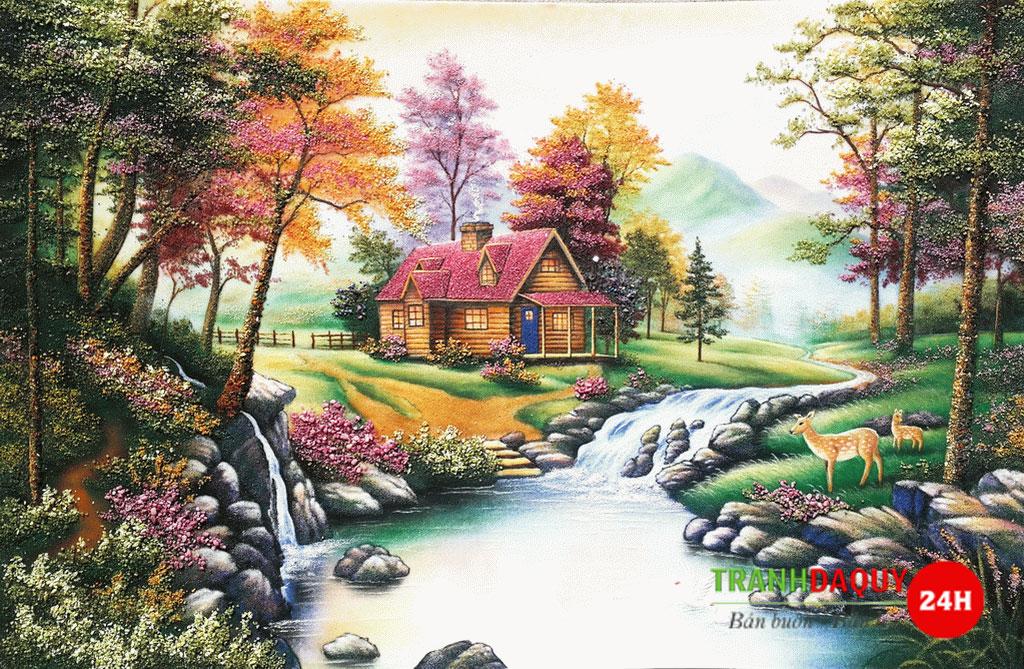 Tranh đá quý ngôi nhà hạnh phúc TDQ-083