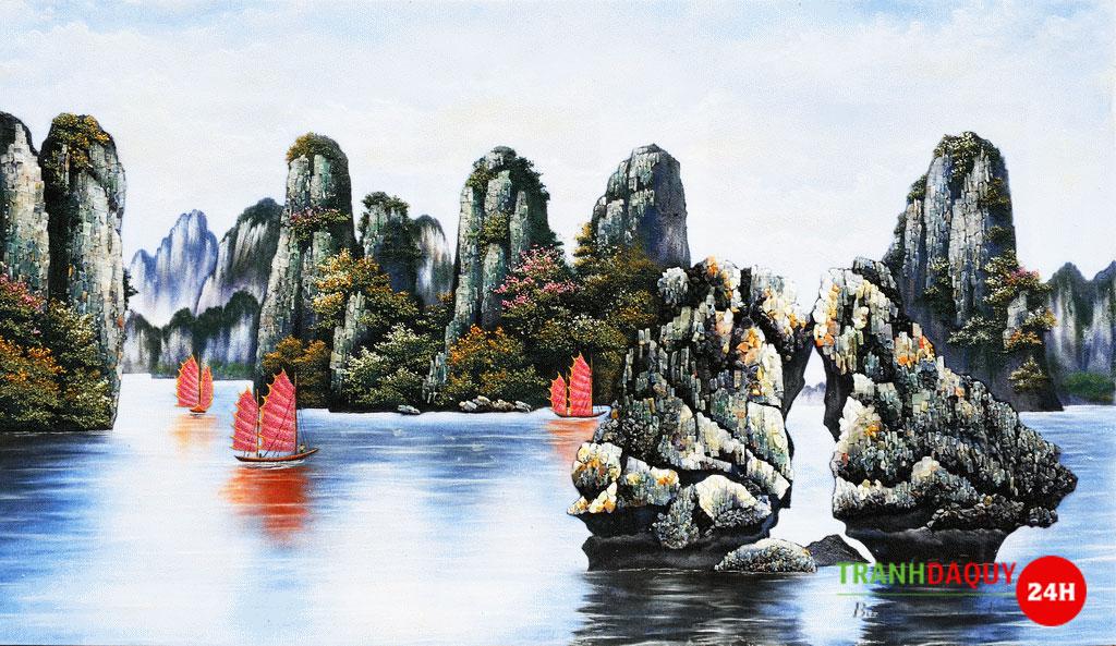 Tranh đá quý vịnh hạ long TDQ-097