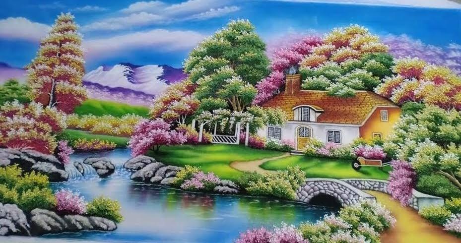 Tranh đá quý ngôi nhà hạnh phúc TDQ-023
