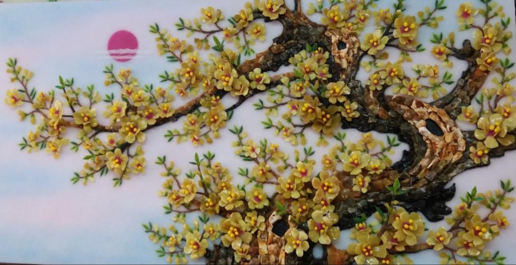 Tranh đá quý hoa mai TDQ-066