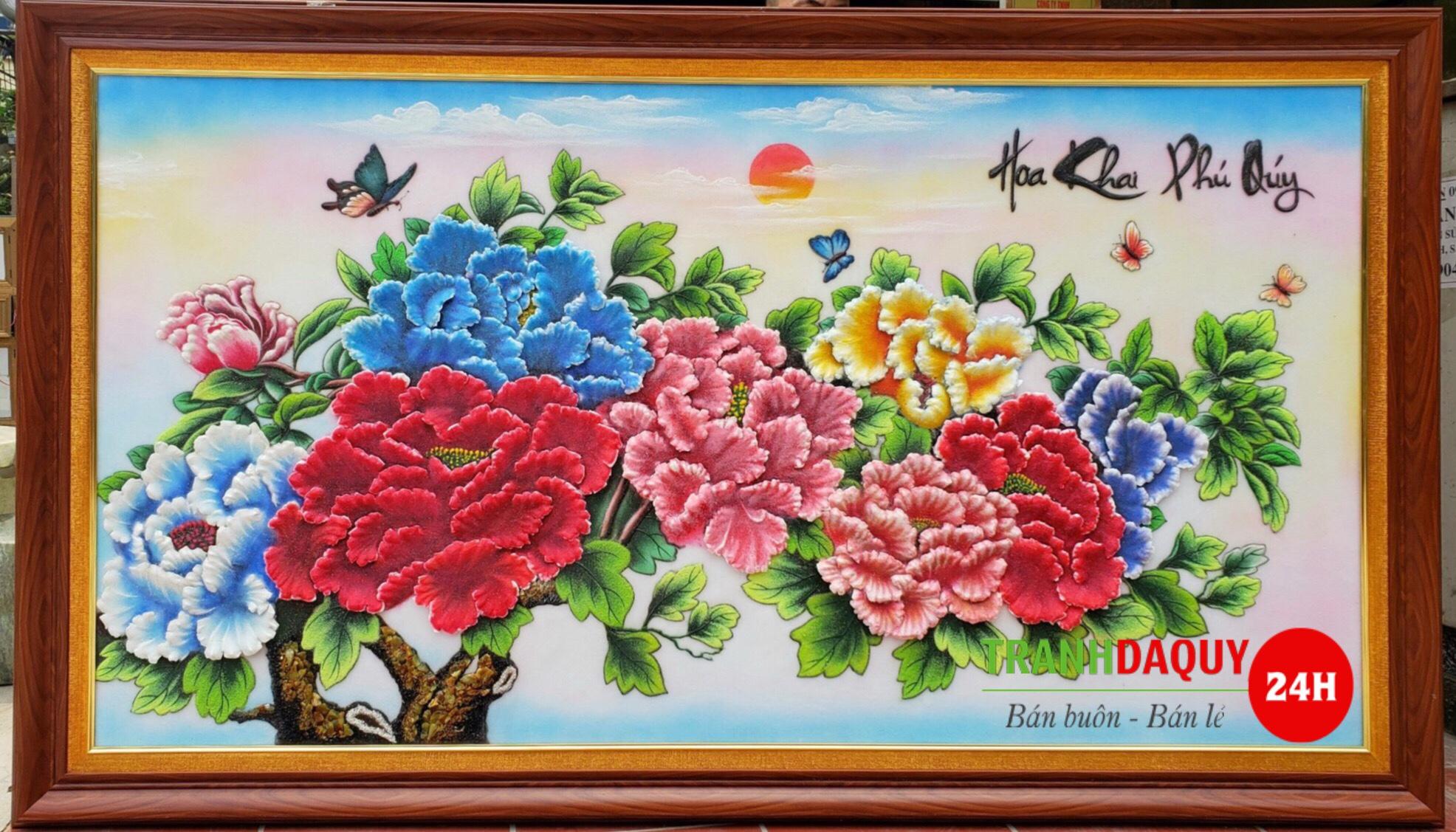 Tranh đá quý hoa mẫu đơn TDQ-055