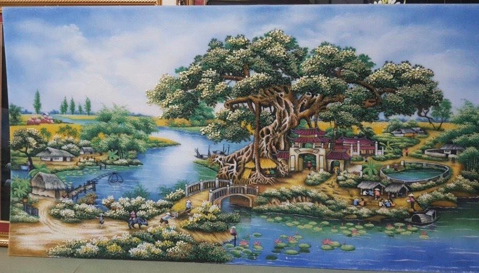 Tranh đá quý làng quê TDQ-190