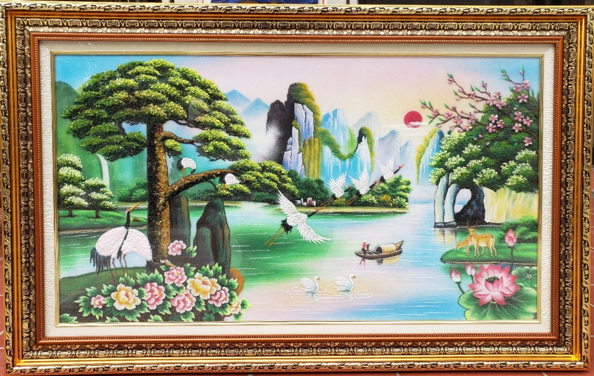 Tranh đá quý sơn thủy hữu tình TDQ-133