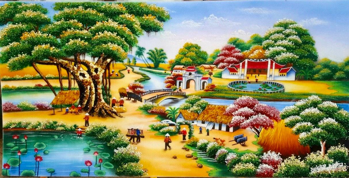 Tranh đá quý làng quê TDQ-084