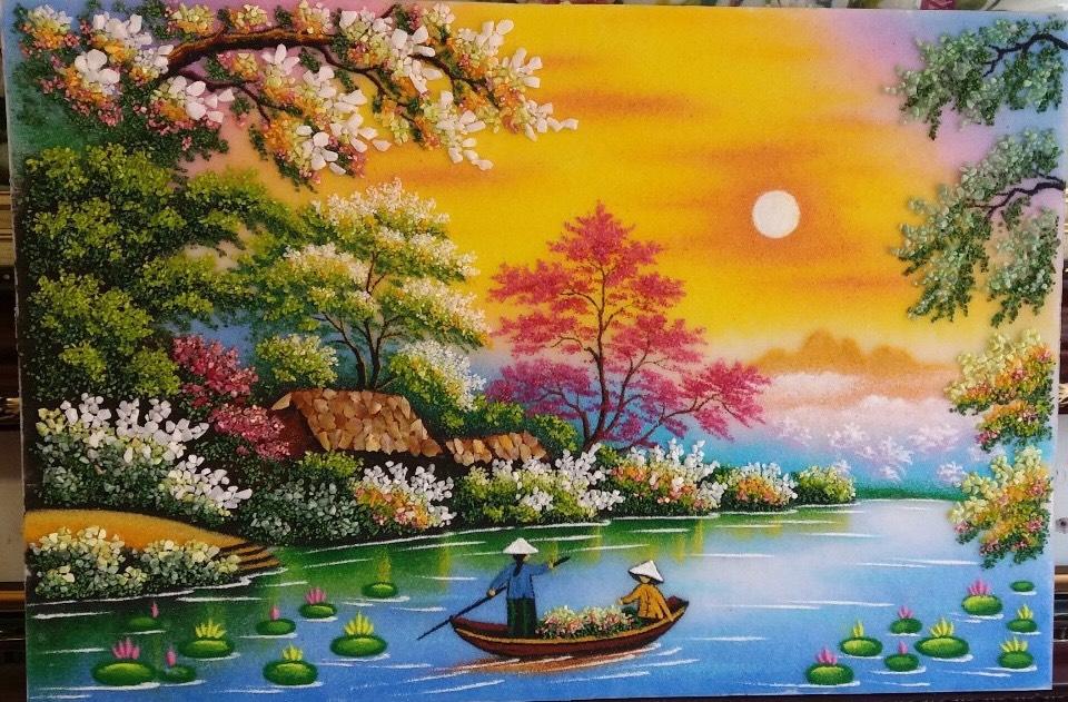 Tranh đá quý người lái đò TDQ-265