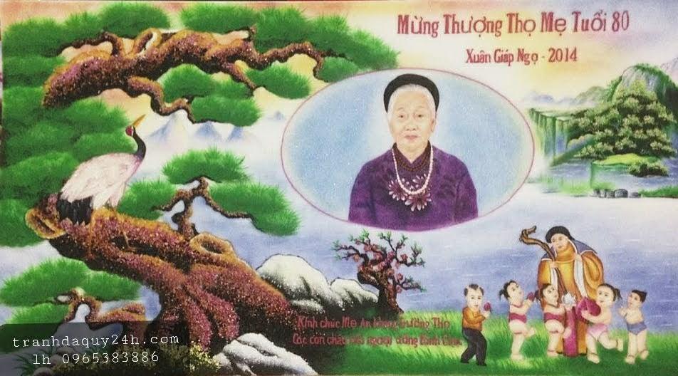 Tranh đá quý mừng thọ TDQ-295