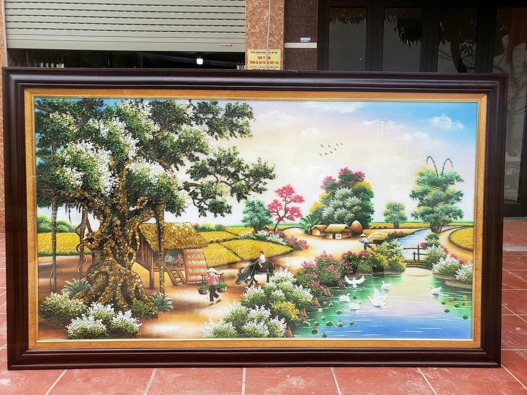 Tranh đá quý phong cảnh làng quê TDQ-065