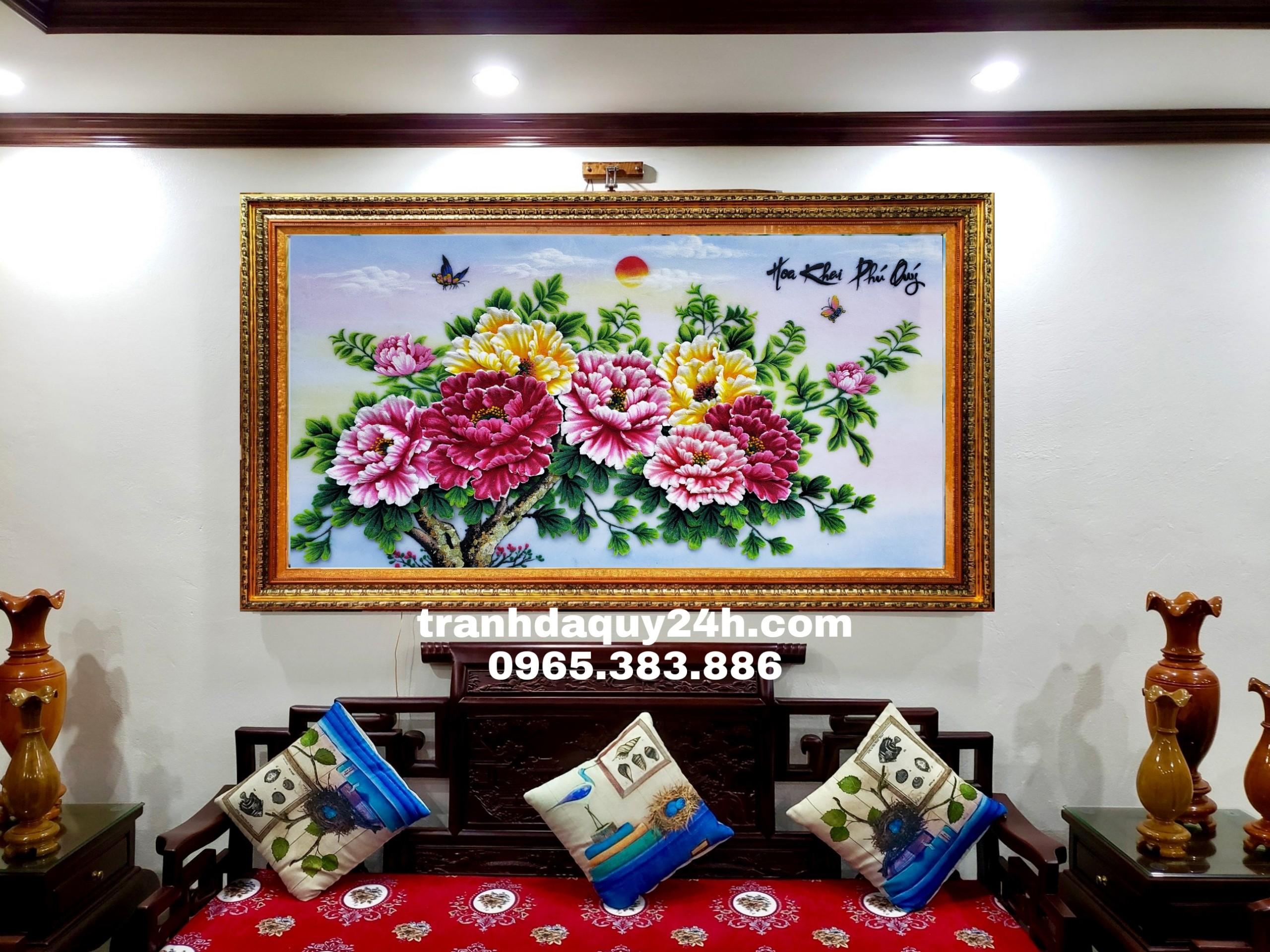Tranh đá quý HOA MẪU ĐƠN TUYỆT ĐẸP TDQ-028