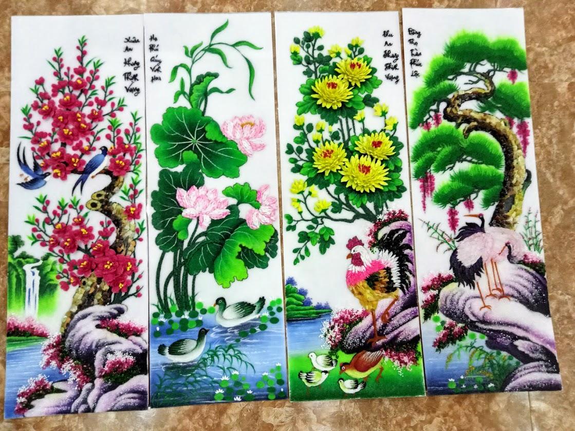 Tranh đá quý xuân hạ thu đông TDQ-001