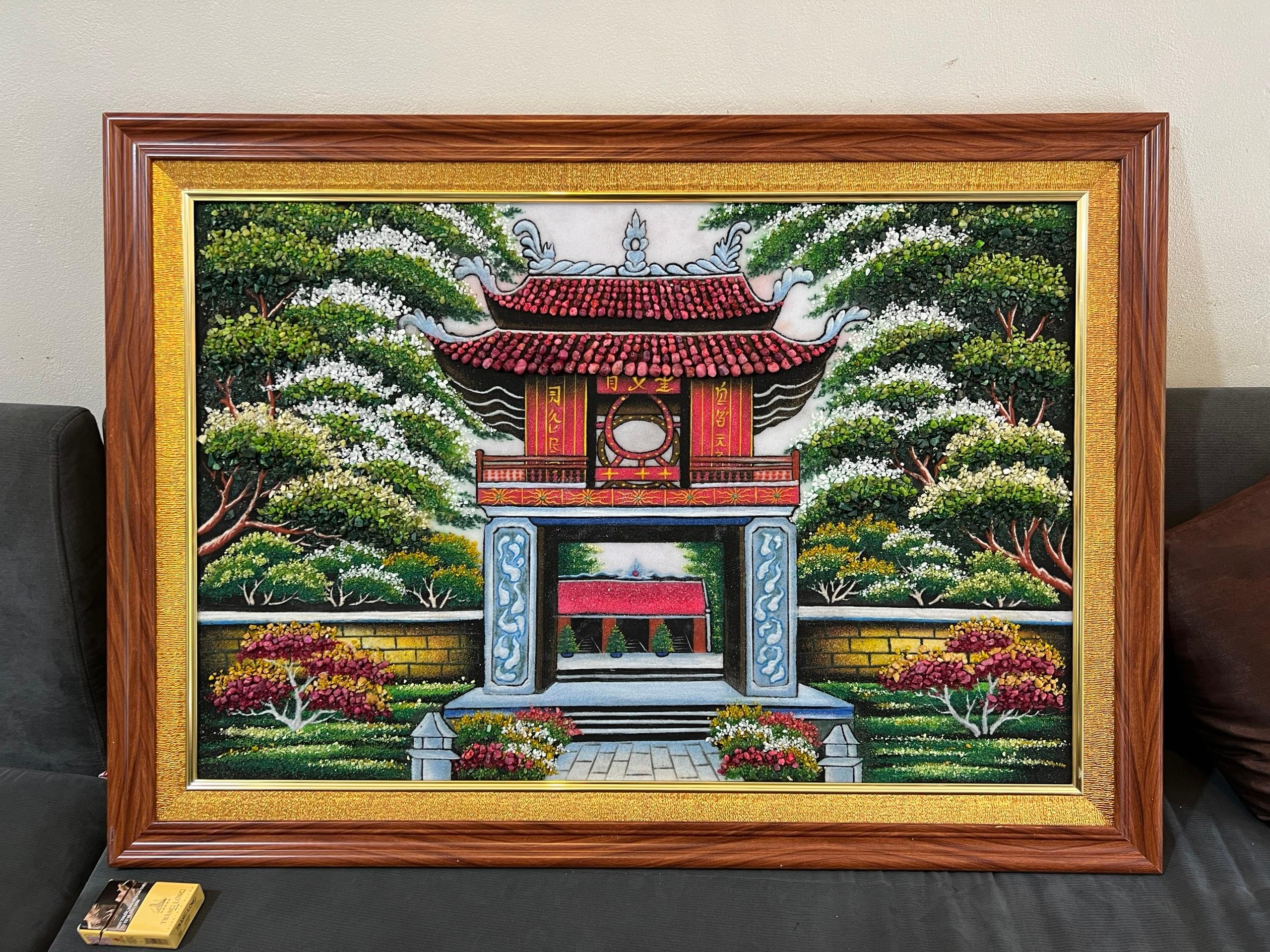 Tranh đá quý cổng văn miếu TDQ-050
